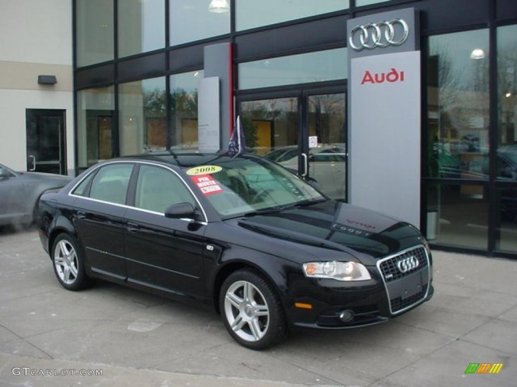 2008 A4 2.0T quattro S-Line Sedan - Brilliant Black / Beige photo #1