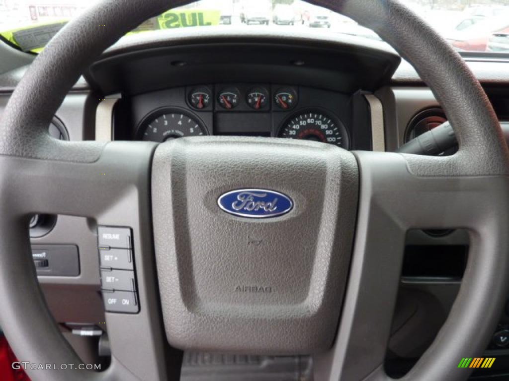 2010 Ford F150 XL Regular Cab 4x4 Medium Stone Steering Wheel Photo #42835614