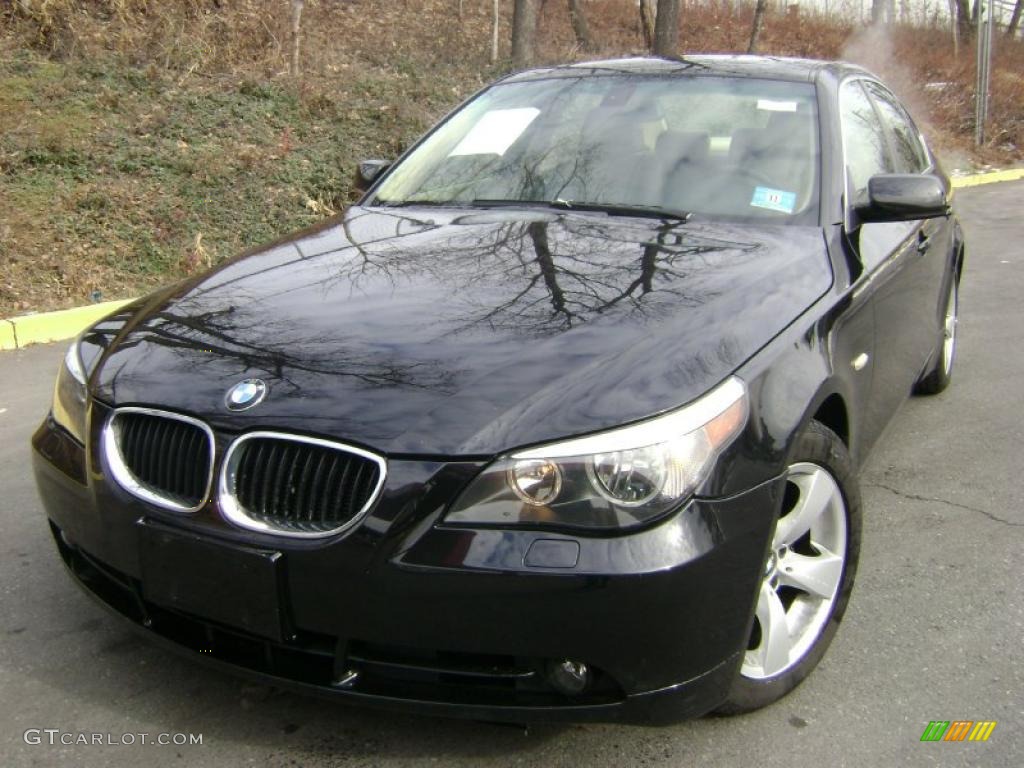 2005 5 Series 530i Sedan - Jet Black / Beige photo #2