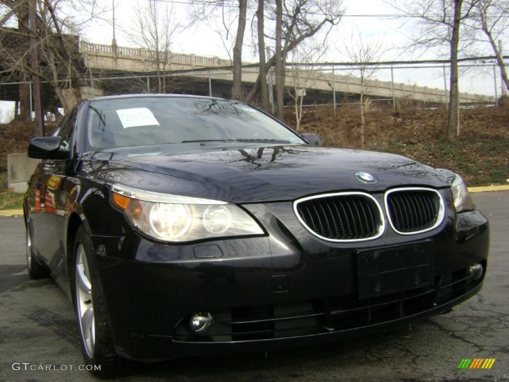 2005 5 Series 530i Sedan - Jet Black / Beige photo #4
