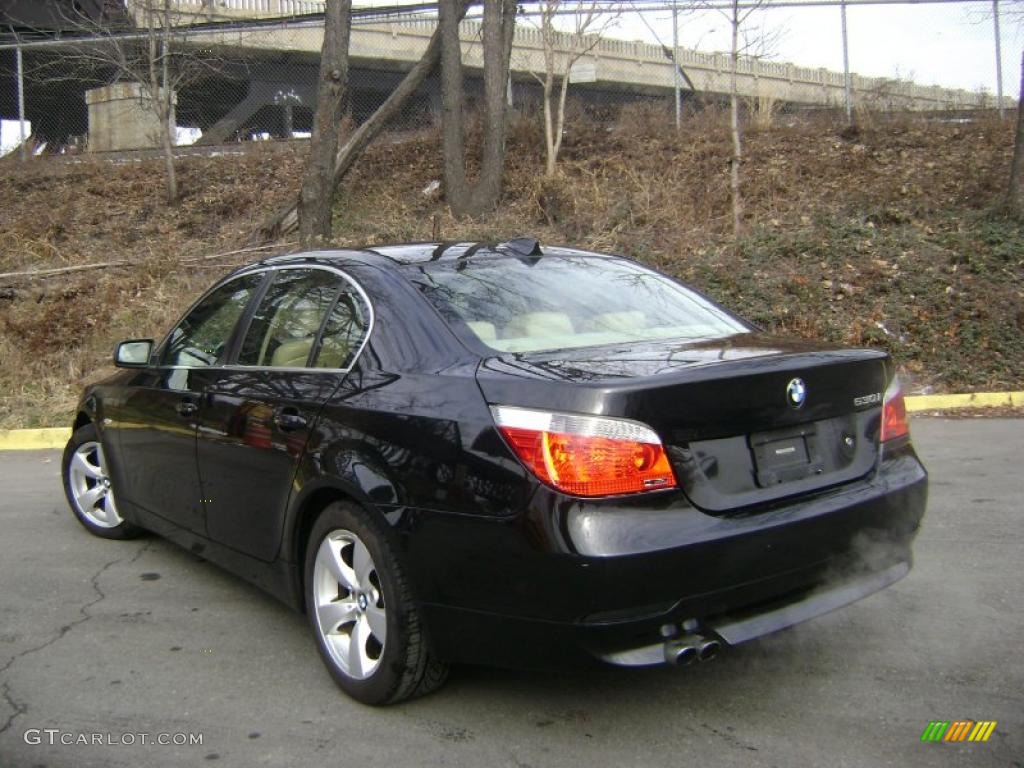 2005 5 Series 530i Sedan - Jet Black / Beige photo #7