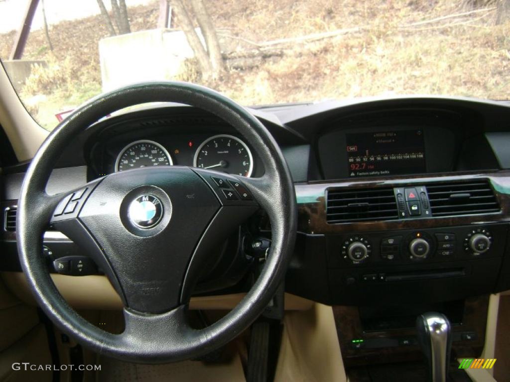 2005 5 Series 530i Sedan - Jet Black / Beige photo #9