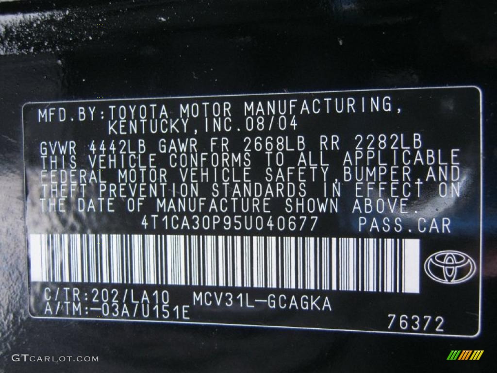 2005 Solara Color Code 202 for Black Photo #42850190