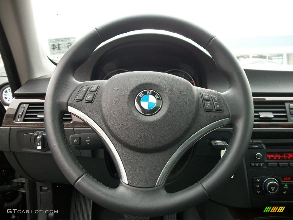 2011 BMW 3 Series 328i xDrive Coupe Black Steering Wheel Photo #42850274