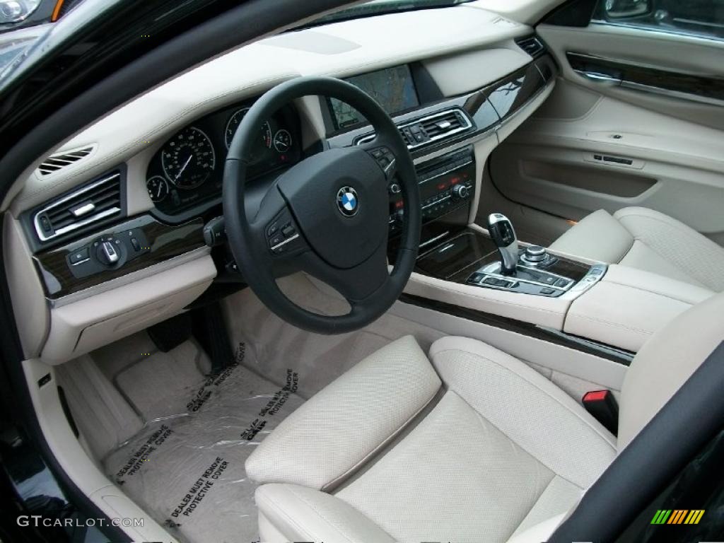 Oyster Nappa Leather Interior 2011 BMW 7 Series 750Li Sedan Photo #42853098