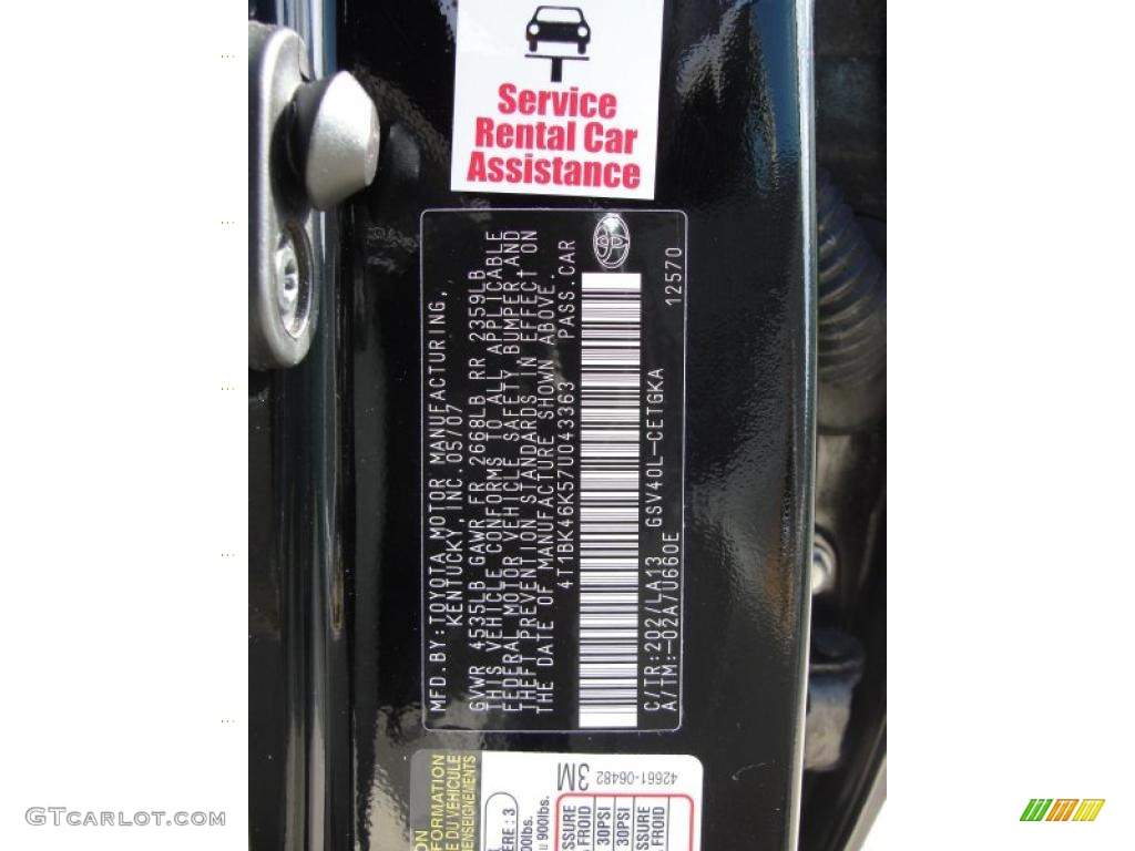 2007 Camry XLE V6 - Black / Ash photo #45