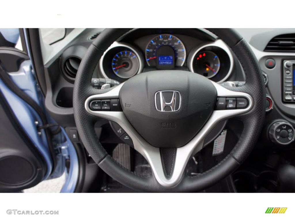 2009 Honda Fit Sport Sport Black Steering Wheel Photo #42862590