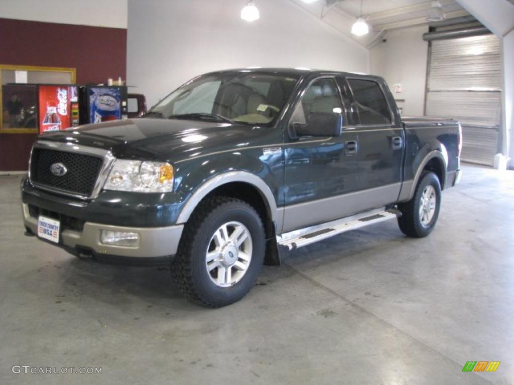 2004 F150 Lariat SuperCrew 4x4 - Aspen Green Metallic / Tan photo #2