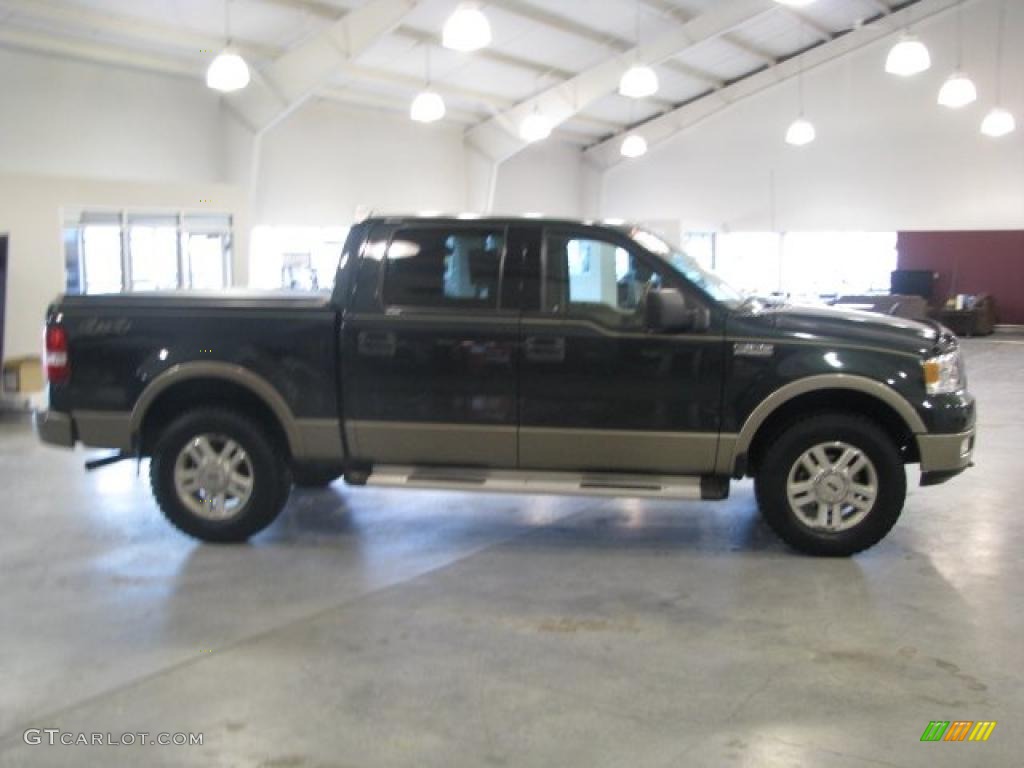 2004 F150 Lariat SuperCrew 4x4 - Aspen Green Metallic / Tan photo #14