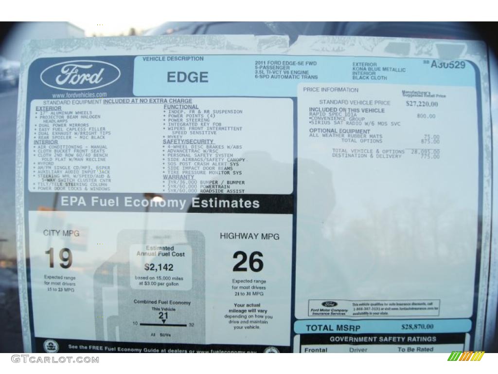 2011 Ford Edge SE Window Sticker Photo #42889429
