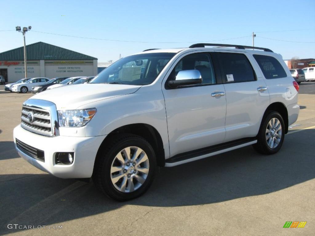 2011 Sequoia Platinum 4WD - Blizzard White Pearl / Graphite Gray photo #3