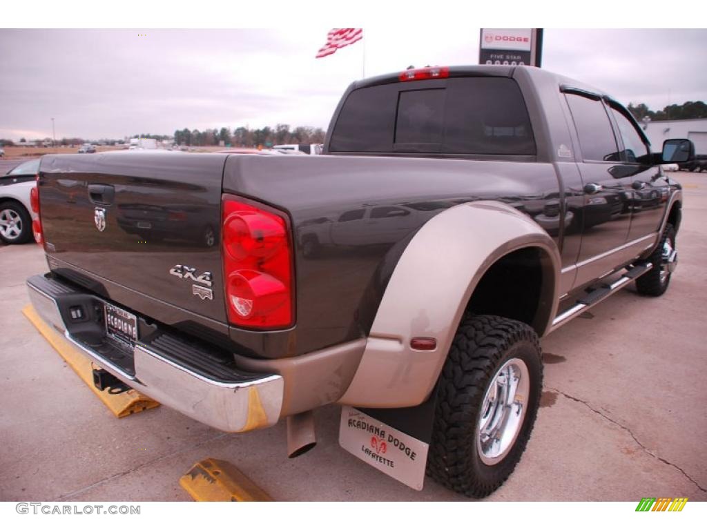 2008 Ram 3500 Laramie Resistol Mega Cab 4x4 Dually - Dark Khaki Metallic / Khaki photo #8