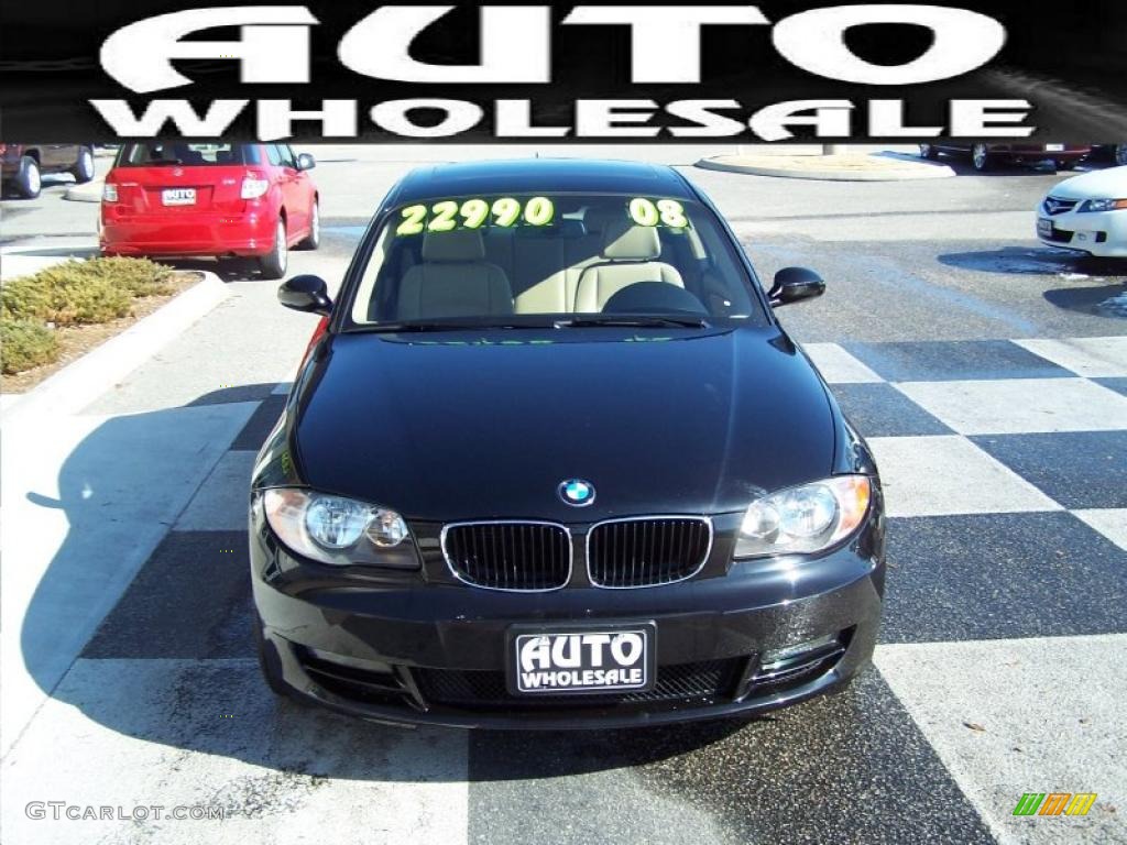 2008 1 Series 128i Coupe - Jet Black / Black photo #2