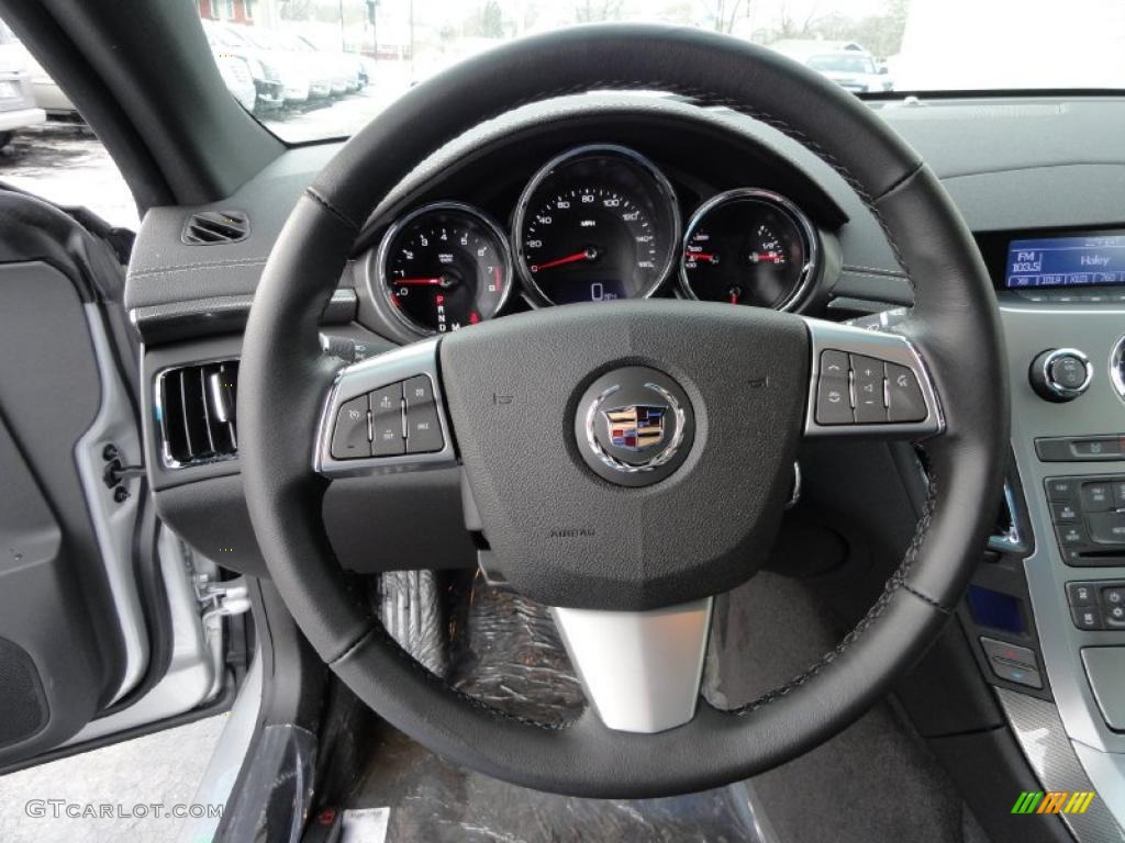 2011 Cadillac CTS 4 AWD Coupe Ebony Steering Wheel Photo #42912057