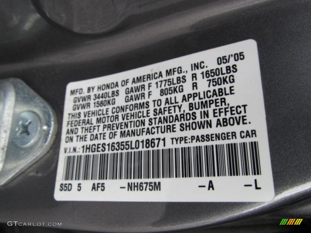 2005 Honda Civic Value Package Sedan Color Code Photos