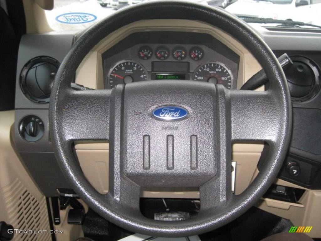 2008 Ford F250 Super Duty XL SuperCab Camel Steering Wheel Photo #42941827