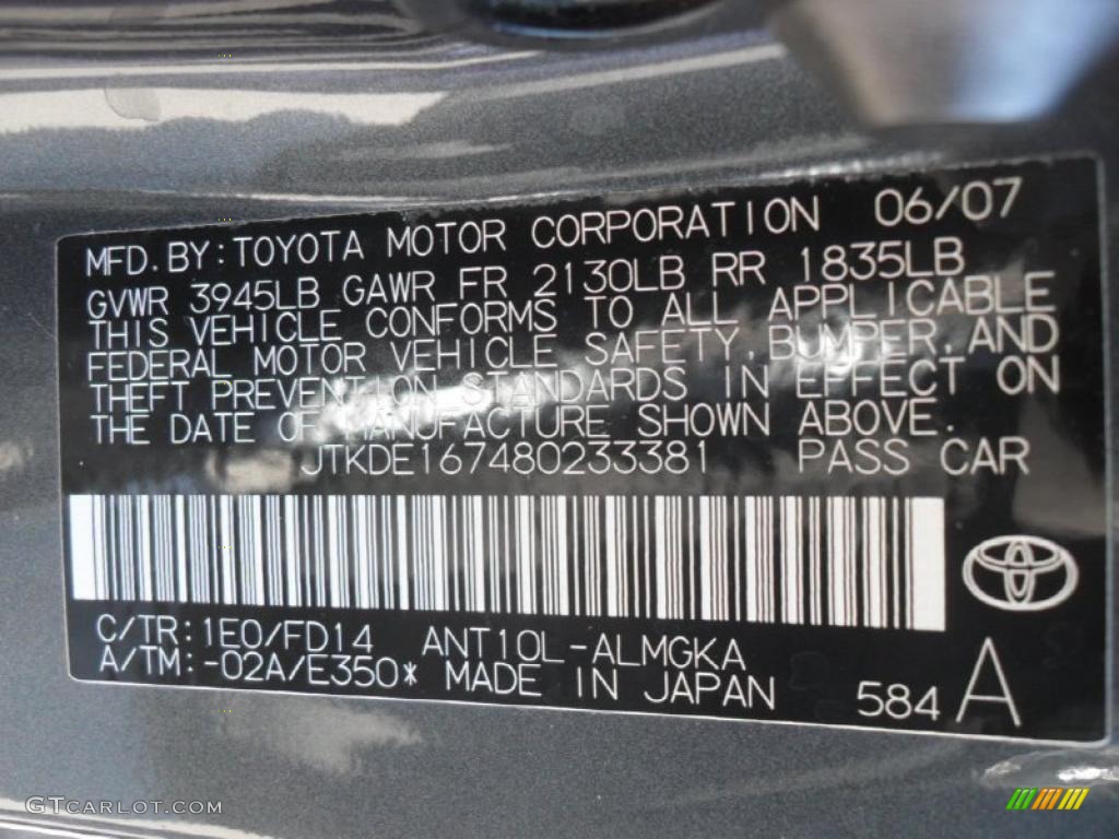 2008 tC Color Code 1E0 for Flint Gray Mica Photo #42949367