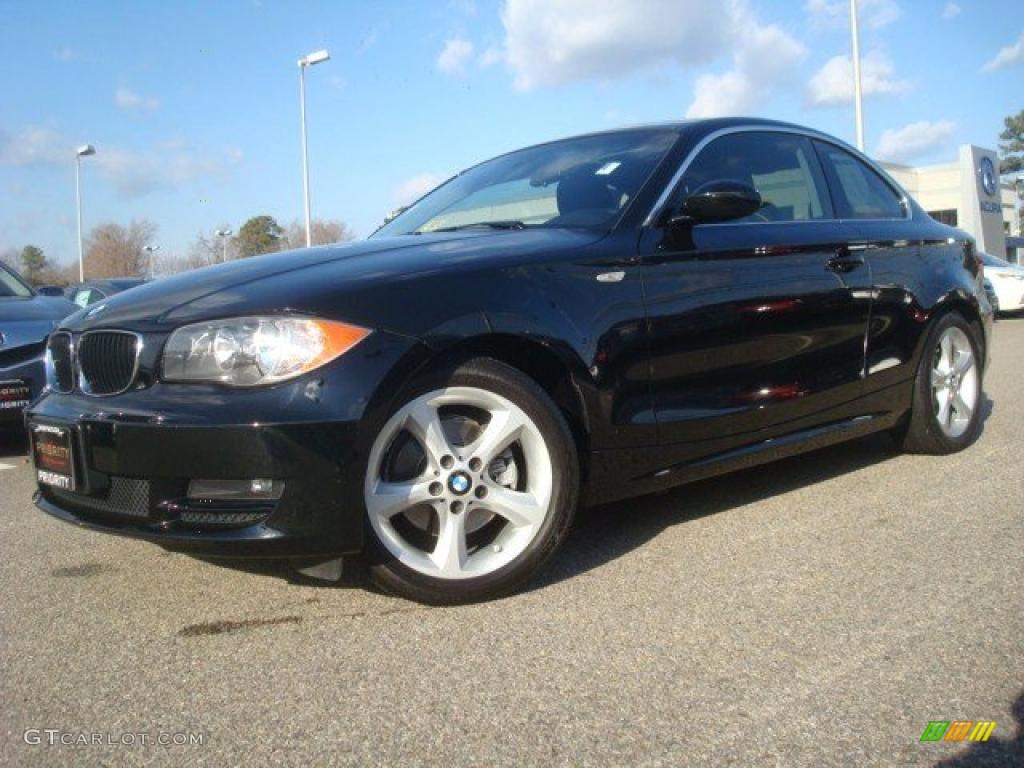 2008 1 Series 128i Coupe - Jet Black / Black photo #2