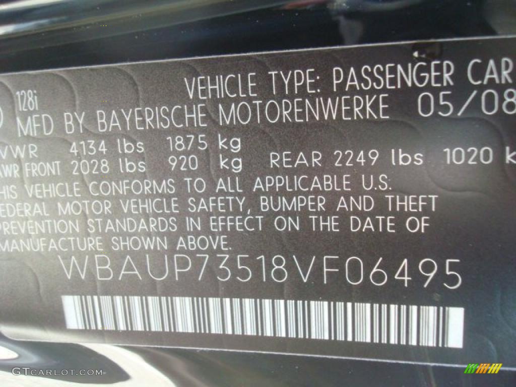 2008 1 Series 128i Coupe - Jet Black / Black photo #22