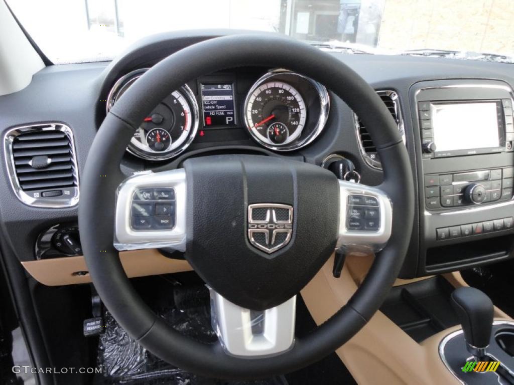 2011 Dodge Durango Citadel 4x4 Black/Tan Steering Wheel Photo #42951727