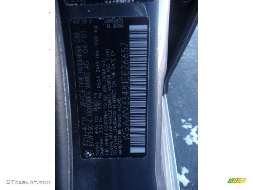 2001 3 Series 325i Sedan - Steel Grey Metallic / Grey photo #18