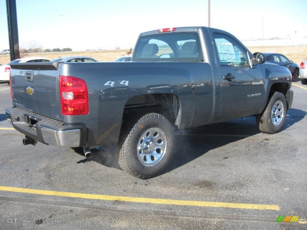 2011 Silverado 1500 LS Regular Cab 4x4 - Steel Green Metallic / Dark Titanium photo #5