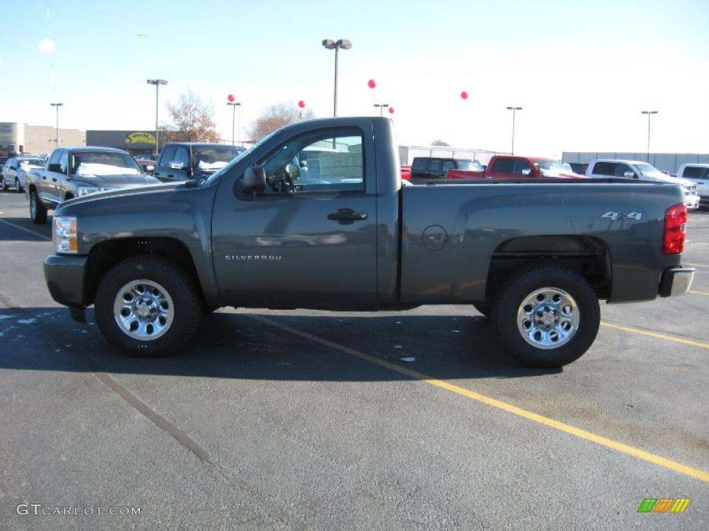 2011 Silverado 1500 LS Regular Cab 4x4 - Steel Green Metallic / Dark Titanium photo #8