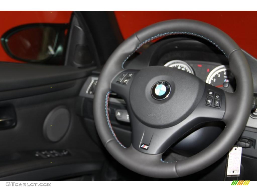 2011 BMW M3 Convertible Black Novillo Leather Steering Wheel Photo #42962339
