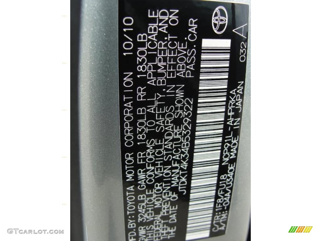 2011 Yaris Color Code 1F8 for Meteorite Metallic Photo #42978905