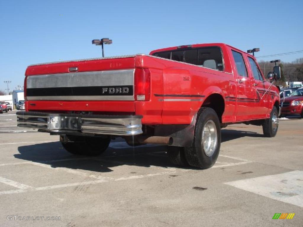 1995 F350 XLT Crew Cab 4x4 Dually - Ultra Red / Grey photo #3