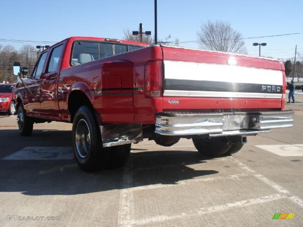 1995 F350 XLT Crew Cab 4x4 Dually - Ultra Red / Grey photo #5