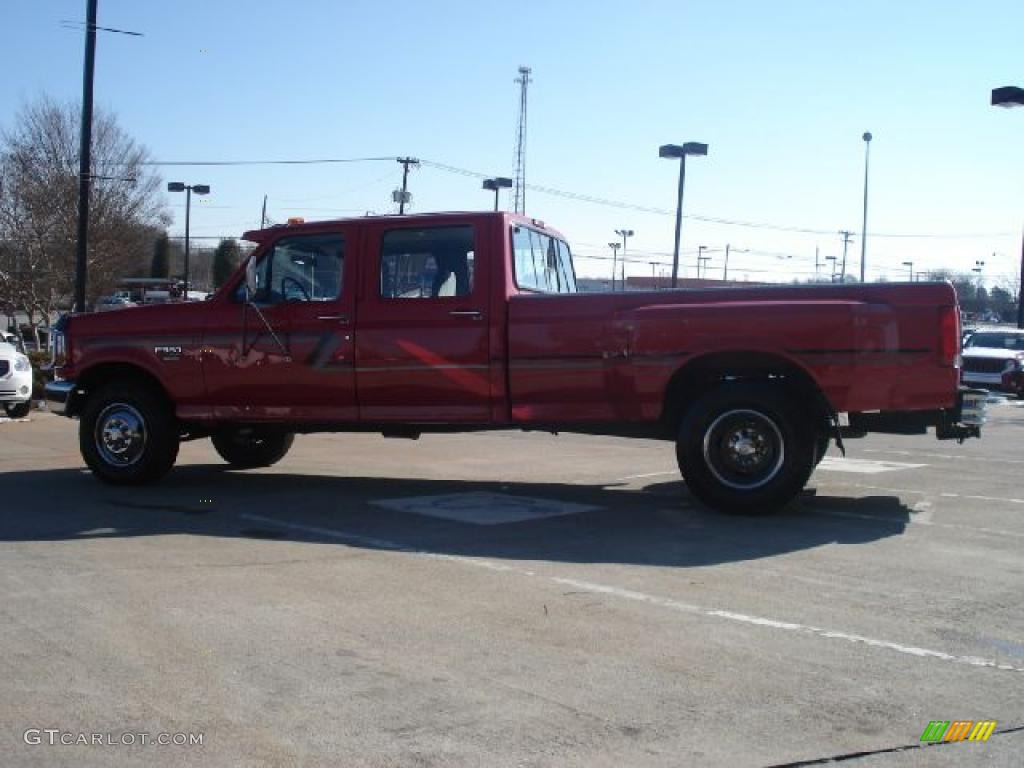 1995 F350 XLT Crew Cab 4x4 Dually - Ultra Red / Grey photo #6