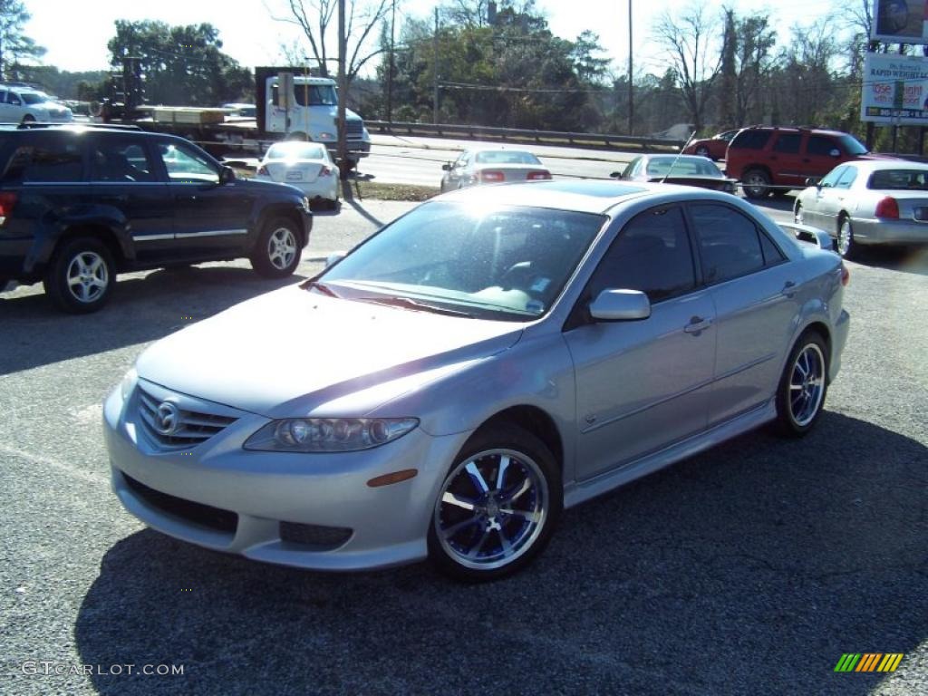 2004 MAZDA6 s Sport Sedan - Glacier Silver Metallic / Black photo #1