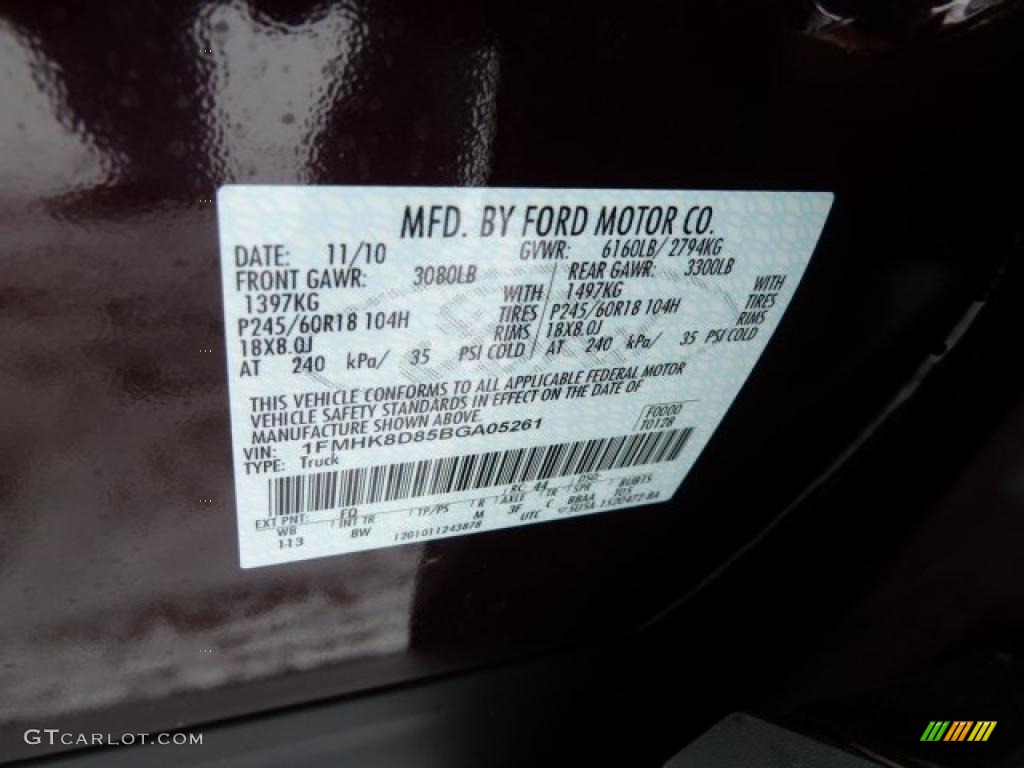 2011 Explorer Color Code FQ for Bordeaux Reserve Red Metallic Photo #43007387