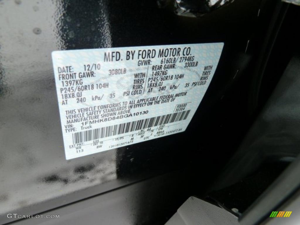 2011 Explorer Color Code UH for Tuxedo Black Metallic Photo #43008075