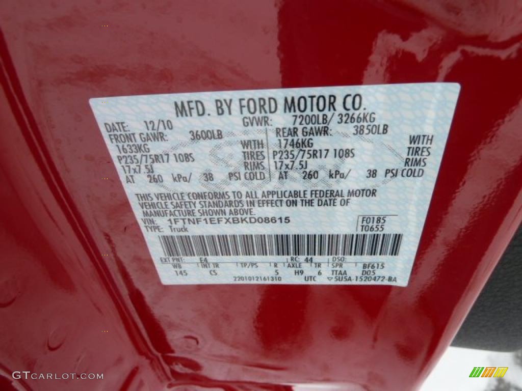 2011 F150 XL Regular Cab 4x4 - Vermillion Red / Steel Gray photo #14