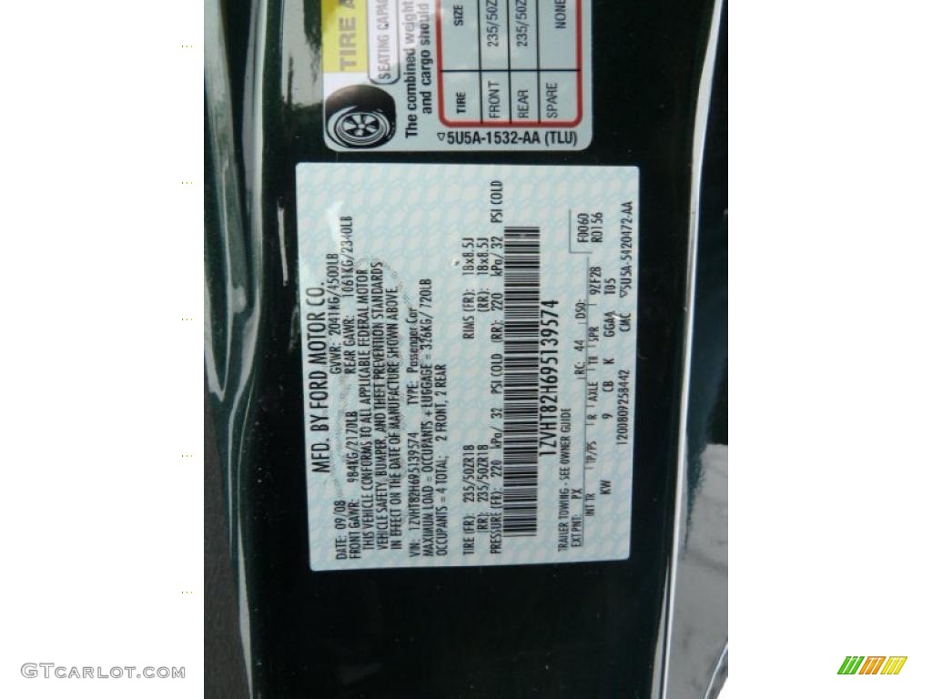 2009 Mustang Color Code PX for Dark Highland Green Metallic Photo #43008991