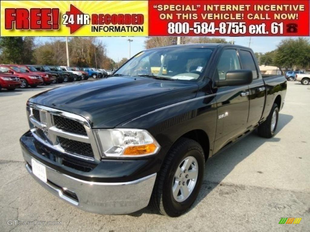 2010 Ram 1500 SLT Quad Cab - Brilliant Black Crystal Pearl / Dark Slate/Medium Graystone photo #1