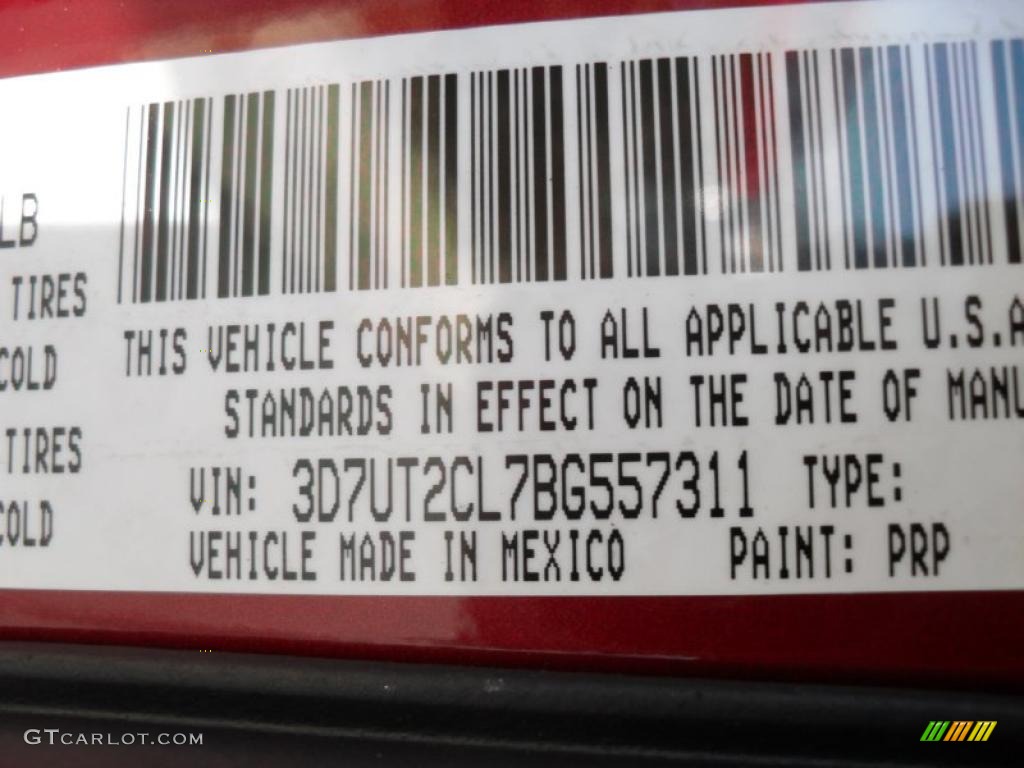 2011 Ram 2500 HD Color Code PRP for Deep Cherry Crystal Pearl Photo #43043969