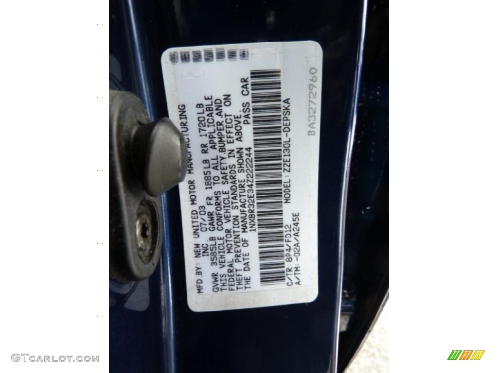 2004 Corolla S - Indigo Ink Blue Pearl / Black photo #14