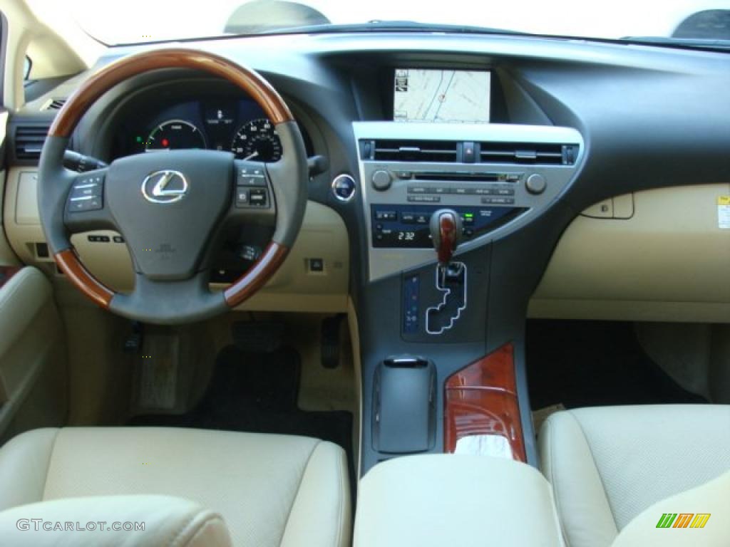 2010 Lexus RX 450h AWD Hybrid Parchment/Brown Walnut Dashboard Photo #43055117
