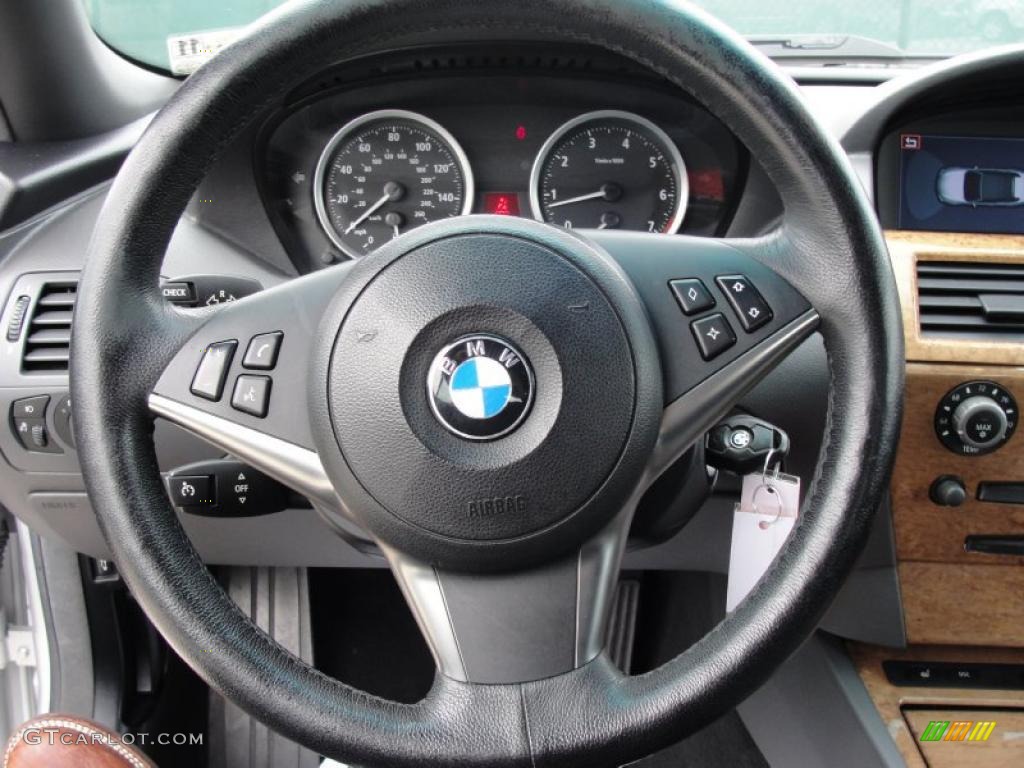 2004 BMW 6 Series 645i Convertible Black Steering Wheel Photo #43059548