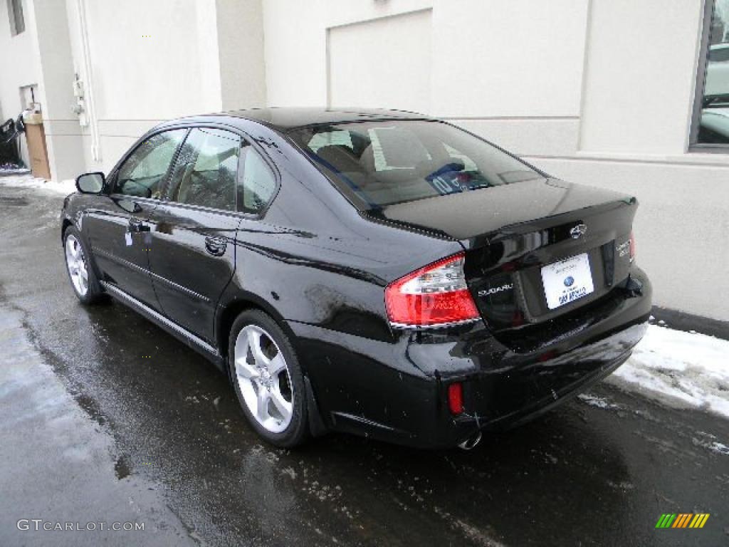 2008 Legacy 2.5i Sedan - Obsidian Black Pearl / Off Black photo #5