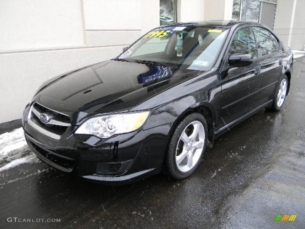 2008 Legacy 2.5i Sedan - Obsidian Black Pearl / Off Black photo #7