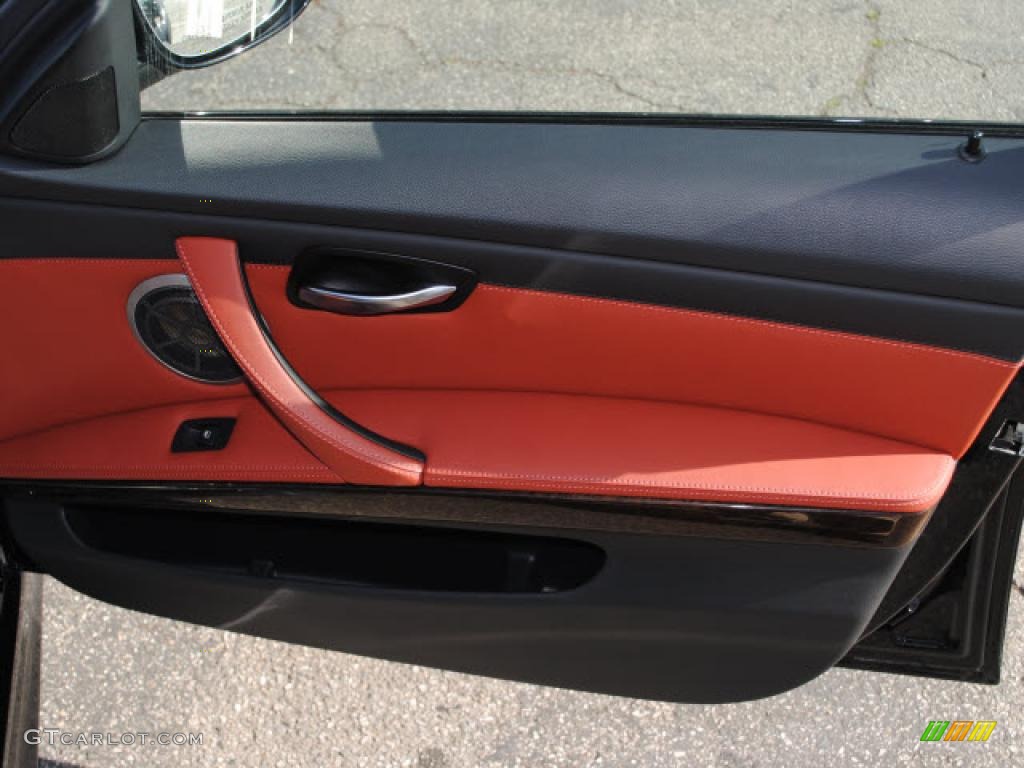 2009 BMW M3 Sedan Fox Red Novillo Leather Door Panel Photo #43065360