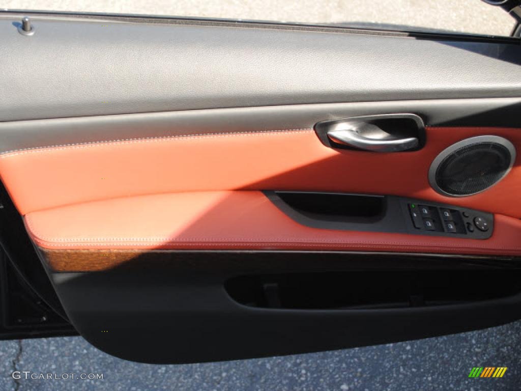 2009 BMW M3 Sedan Fox Red Novillo Leather Door Panel Photo #43065538