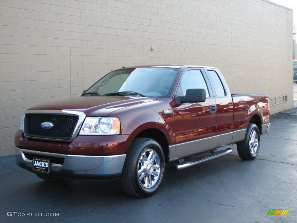 2006 F150 XLT SuperCab - Dark Toreador Red Metallic / Tan photo #2