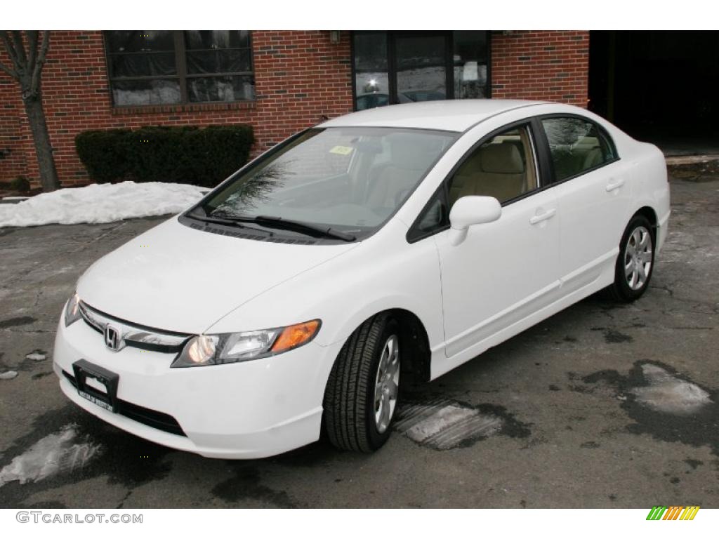 2007 Civic LX Sedan - Taffeta White / Ivory photo #1