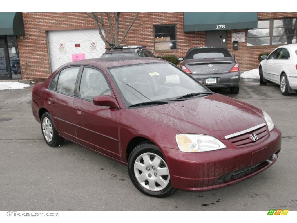 Radiant Ruby Red Pearl 2002 Honda Civic EX Sedan Exterior Photo #43101136