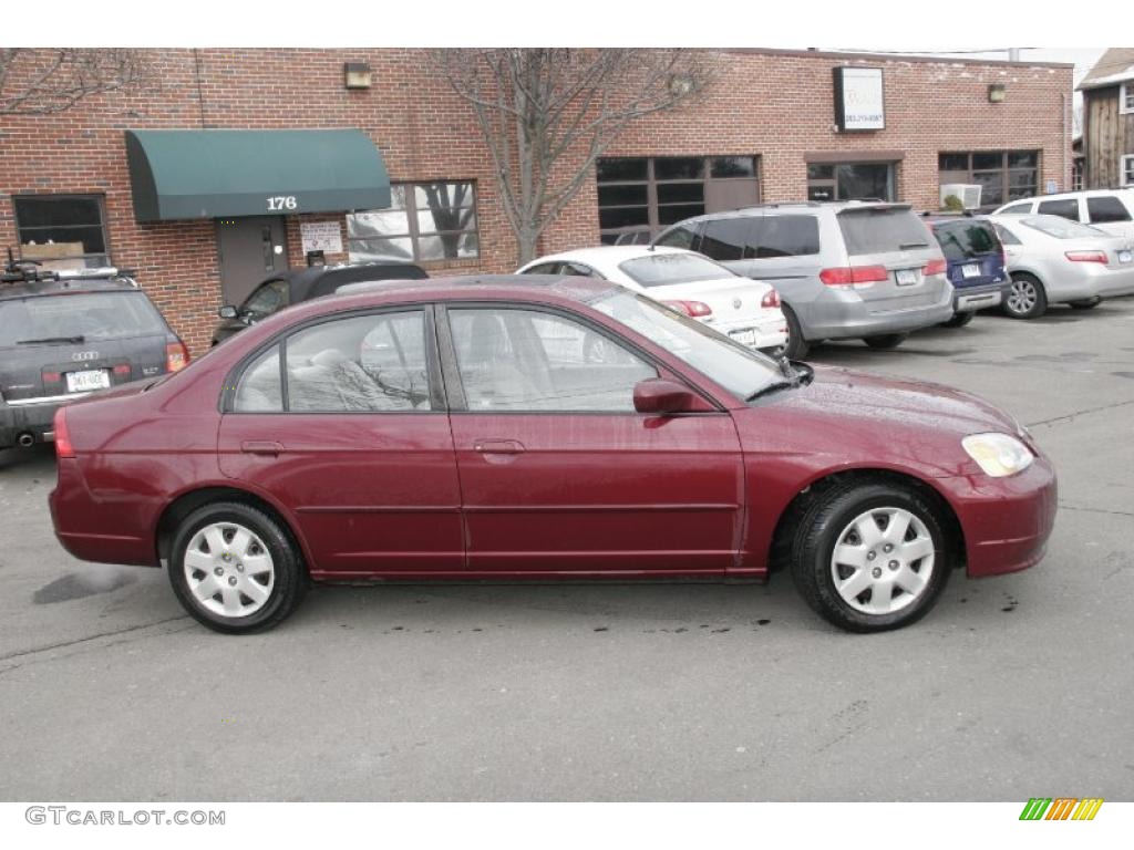 2002 Civic EX Sedan - Radiant Ruby Red Pearl / Beige photo #4